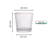 110 ml clear glass candle jar with wide mouth and taper base (dimensions visible)