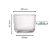 55 ml low and wide clear candle glass jar with dimensions shown
