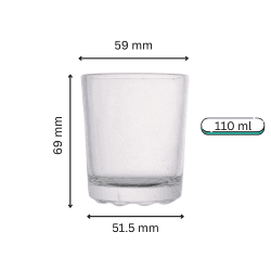 110 ml tall clear candle glass jar with thick base and visible dimensions