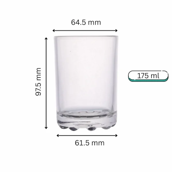 175 ml tall clear candle glass jar with thick base and straight-sided design (dimensions shown)