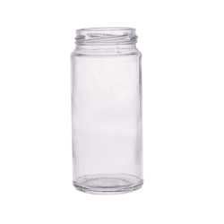 250ml tall cylindrical flint glass jar with wide mouth