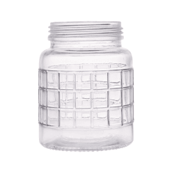 500ml ringed flint glass jar with wide neck and textured body