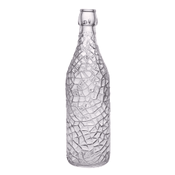 1L crystal-pattern swing-top glass bottle with flint finish