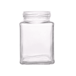 200ml ITC square flint glass jar with wide mouth and flat sides