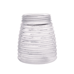 500ml ringed flint glass jar with wide neck and textured body