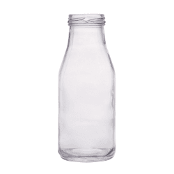 300ml square glass milk bottle with wide mouth and flint finish