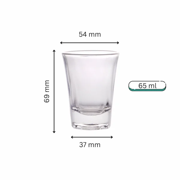 65 ml tall, tapered clear candle glass jar with narrow base and visible measurements