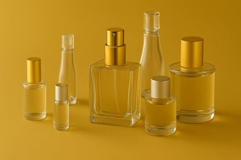 Glass perfume bottles including round, cylindrical, and roll-on styles – Firozabad Glasspac